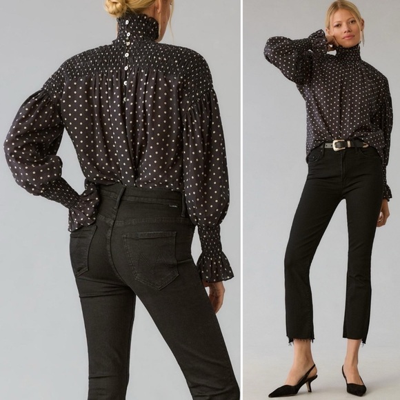 MOTHER Insider Crop Jean Step Fray Hem Not Guilty Chic Classic Minimal Black 27 - Picture 1 of 15